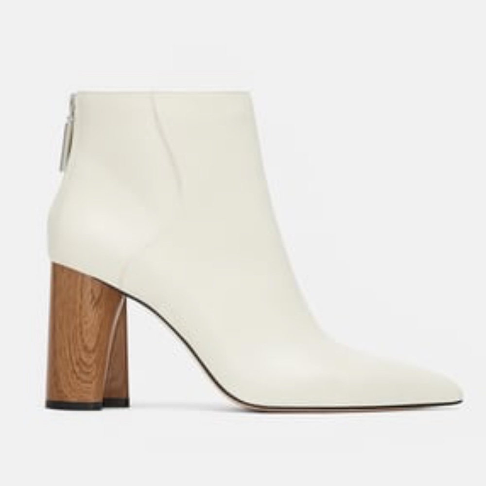 Zara White Booties